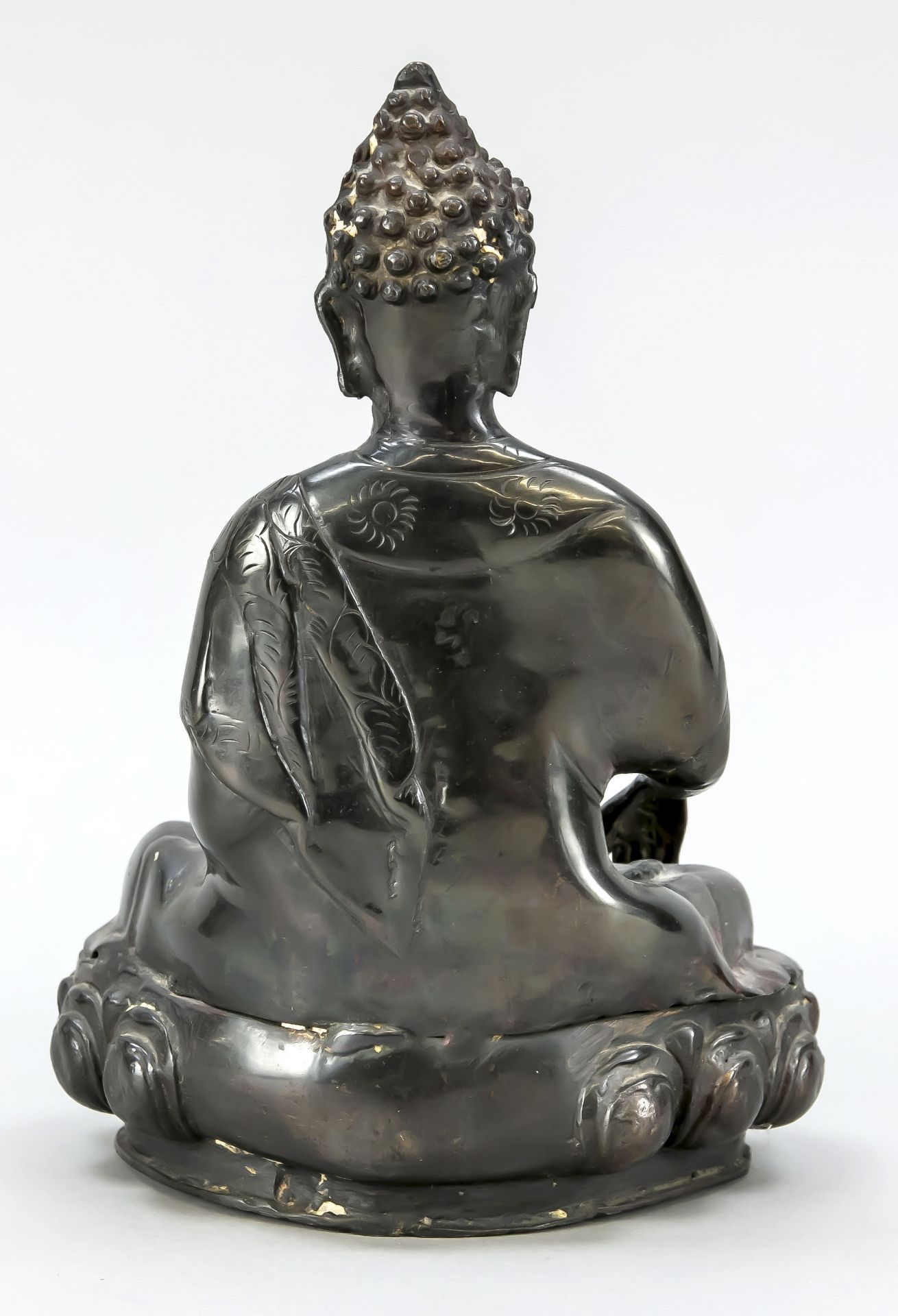 Buddha, China/Tibet, 20th century, bronze. Sitting in padmasana on lotus throne, hands in - Image 2 of 2
