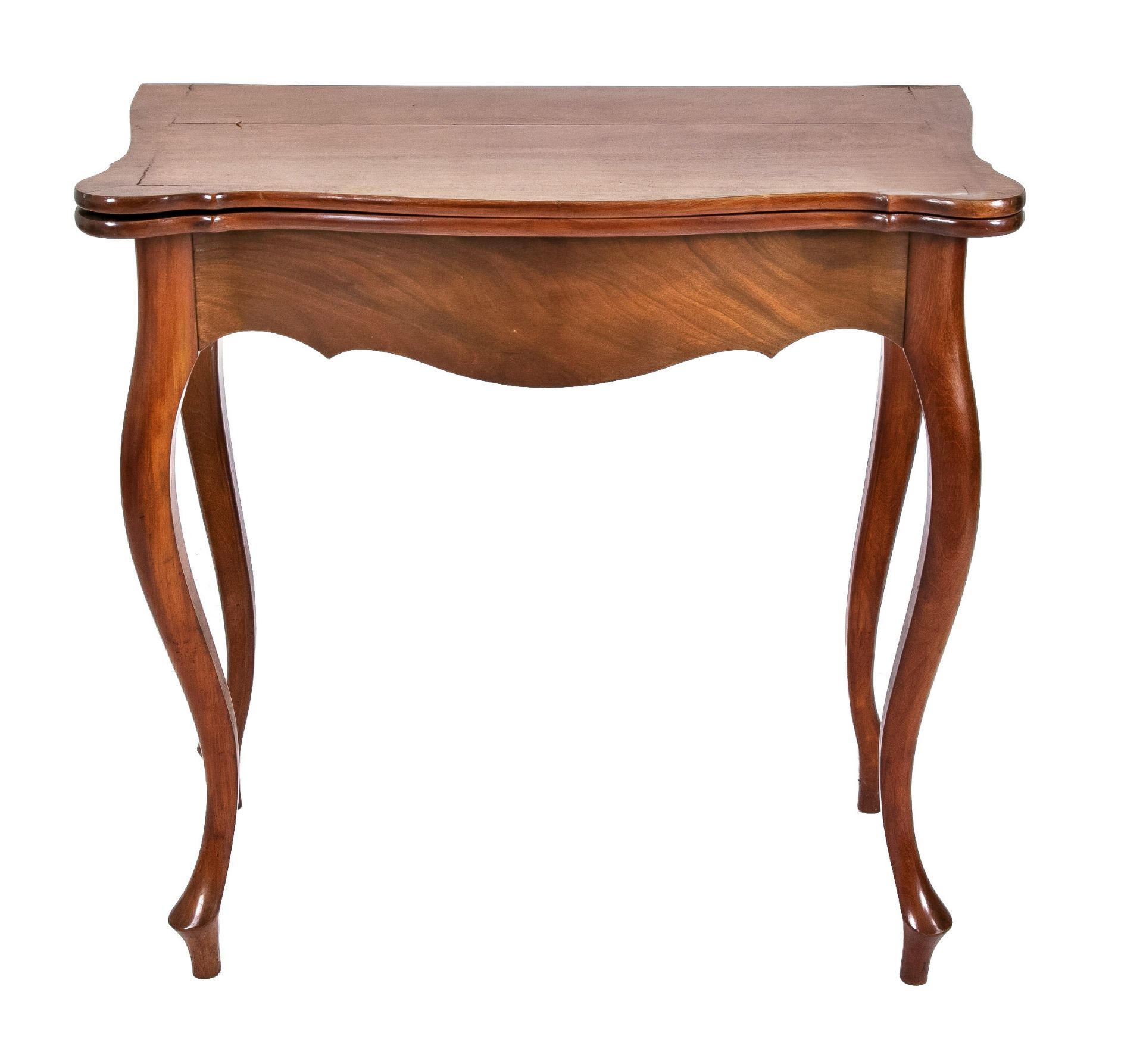 Console/play table circa 1870, mahogany, 79 x 80 x 46 cm.- The furniture cannot be viewed in our - Image 2 of 2