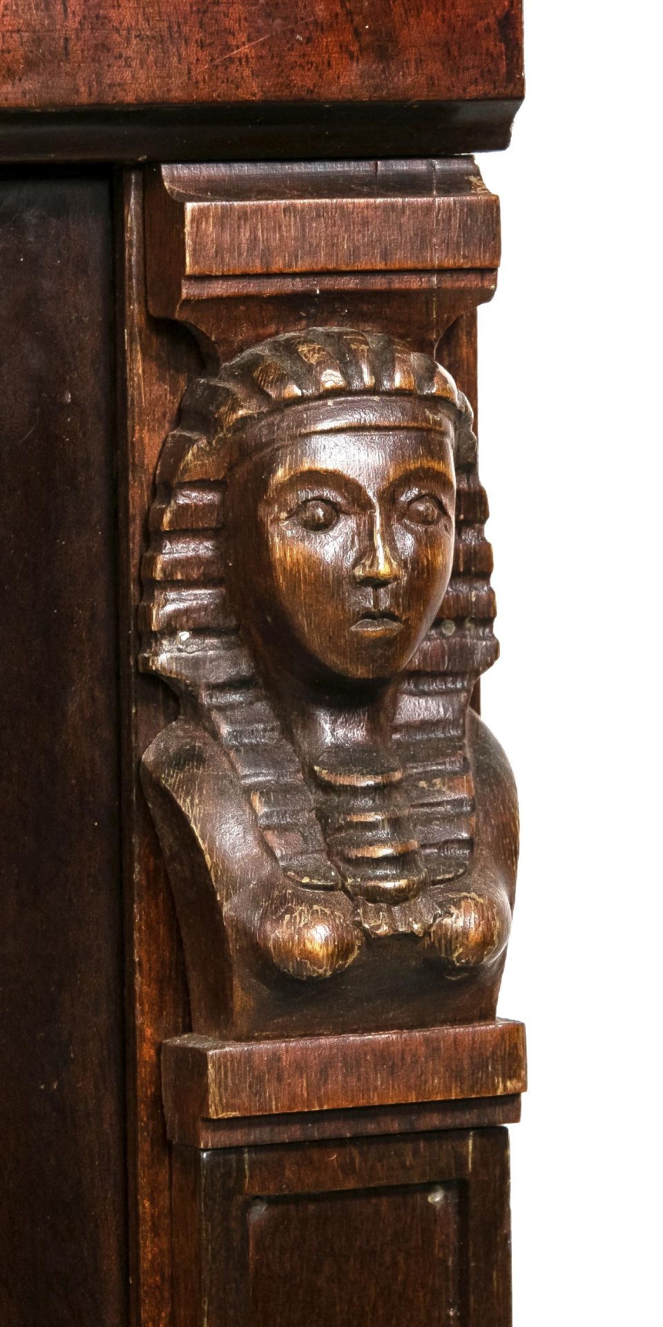 Empire style corner cabinet, 20th c., mahogany, slightly bulged doors flanked by carved caryatids, - Image 2 of 2