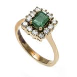Smaragd-Brillant-Ring GG 585/000 ungest., gepr., mi