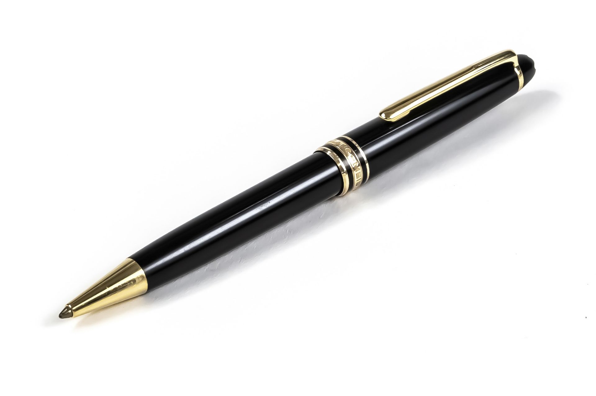 Montblanc Meisterstück ballpoint pen, 2nd half of 20th c., No. ED 2453771, black barrel, gilded