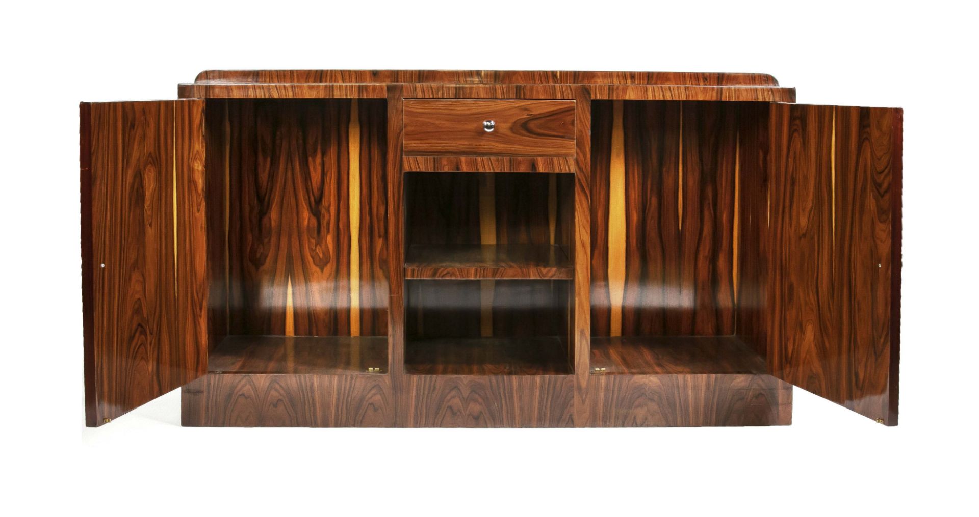 Sideboard in art deco style, end of 20th century, Indian 2-color rosewood veneer, 82,5 x 151 x 45 - Image 2 of 3