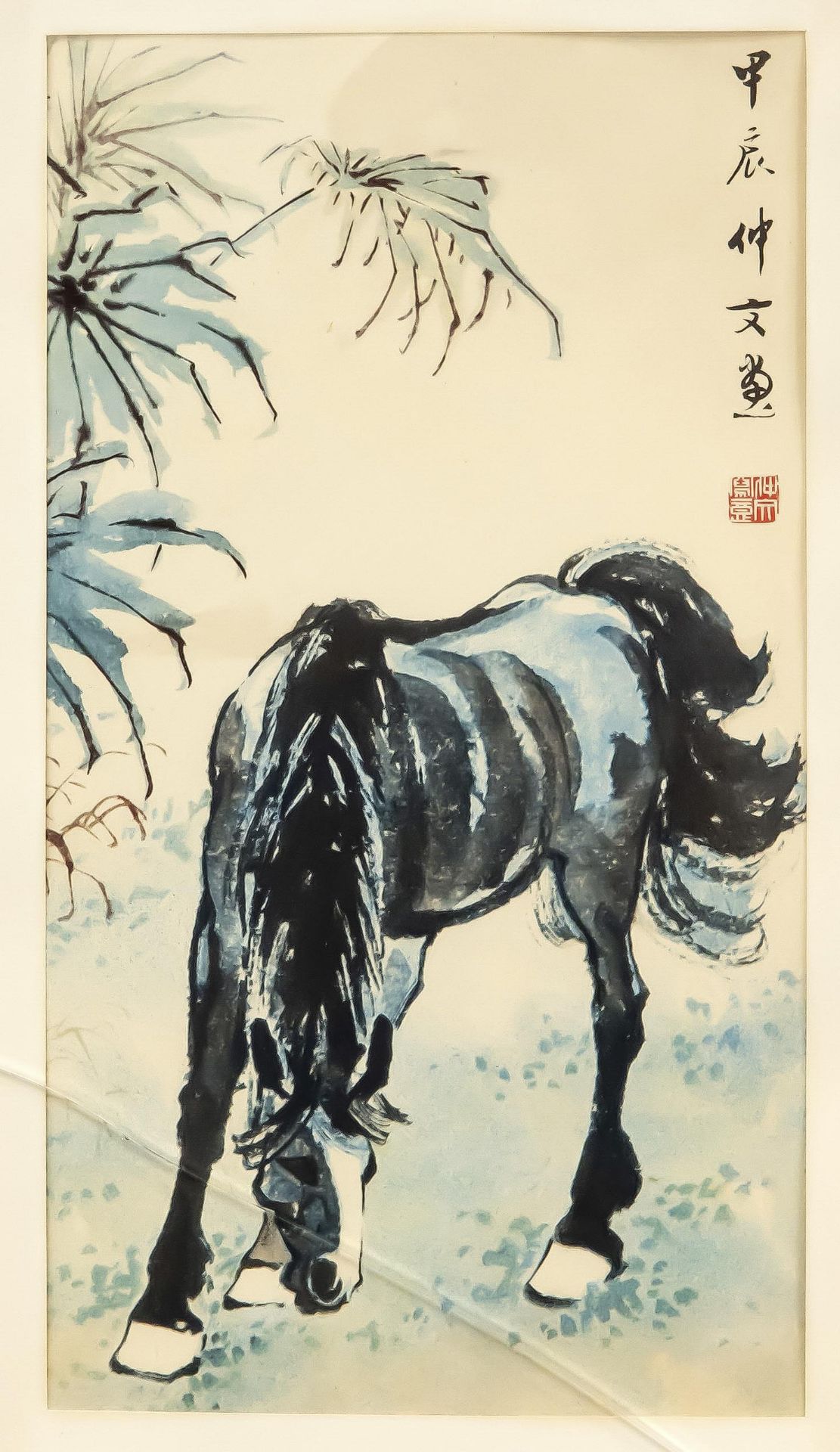 5 offset prints depicting horses, China, 20th century, all framed, up to 75 x 43 cm - Image 5 of 5