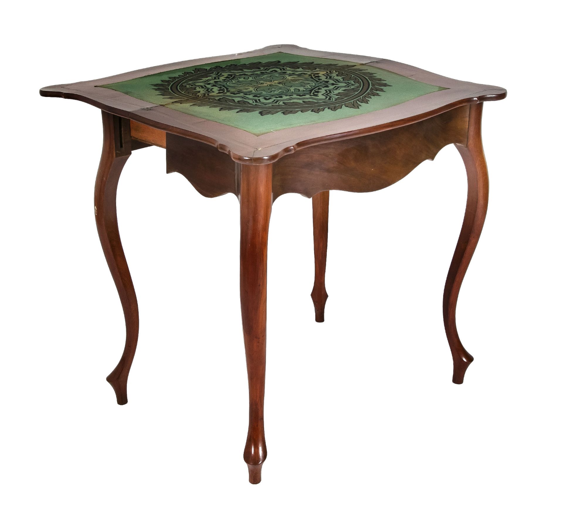 Console/play table circa 1870, mahogany, 79 x 80 x 46 cm.- The furniture cannot be viewed in our