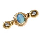 Opal-Altschliff-Diamant-Brosche GG 7