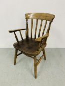 A TRADITIONAL SLAT BACK ELBOW CHAIR