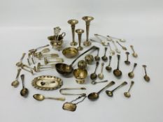 A COLLECTION OF ASSORTED SILVER ITEMS TO INCLUDE.