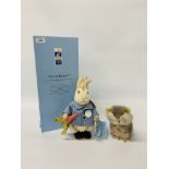 STEIFF PETER RABBIT - 100 YEARS ANNIVERSARY EDITION (BOXED) TOGETHER WITH A STEIFF OWL 2625/15