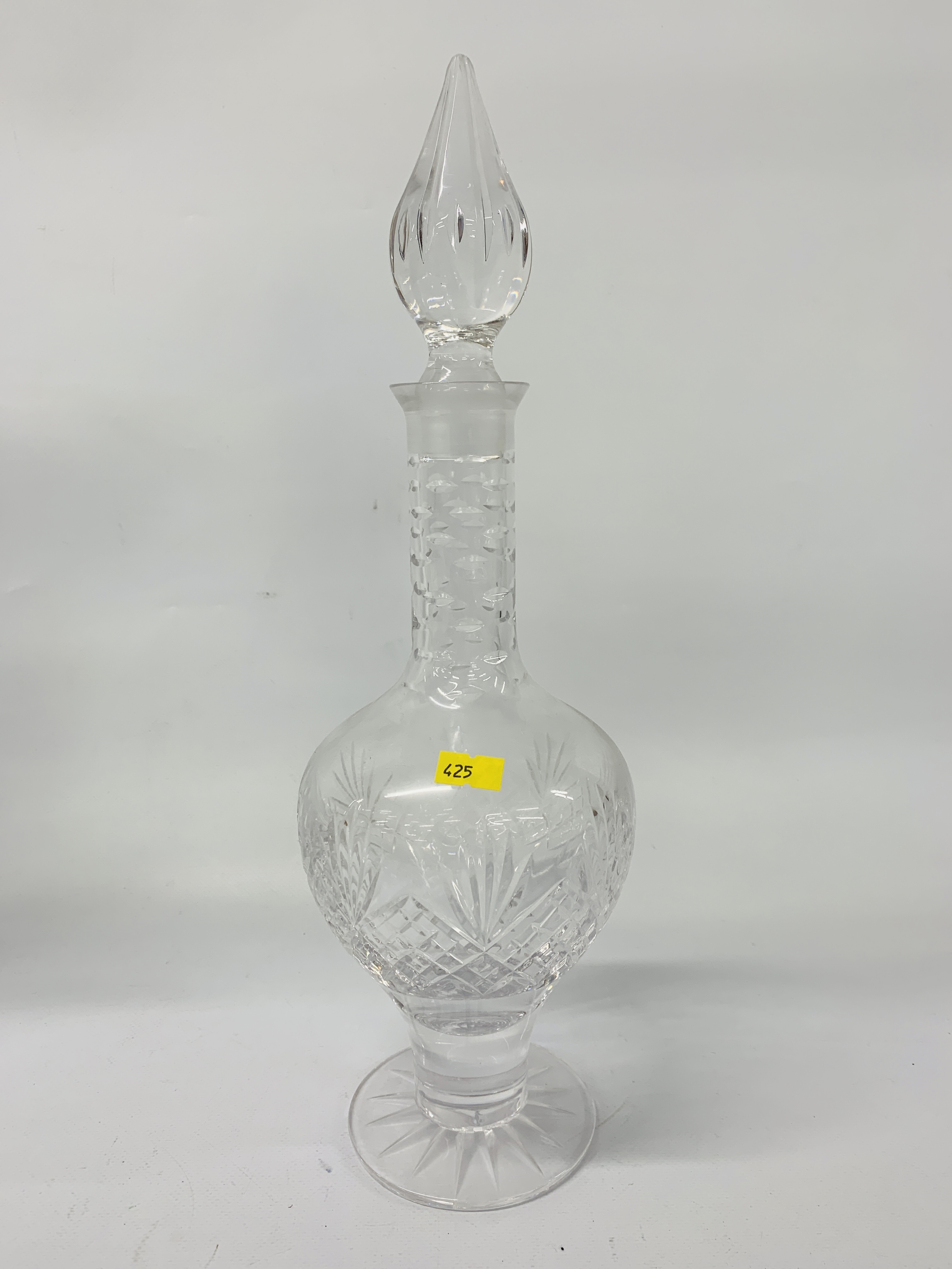 LEAD CRYSTAL VASE - H 36cm TOGETHER WITH A MATCHING CRYSTAL DECANTER & LARGE BOWL (BEARING WHAT - Image 4 of 6