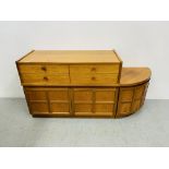TWO PIECES OF NATHAN TEAK RETRO FURNITURE - FOUR DRAWER SIDEBOARD 102CM W, 76CM H,