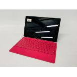 MICROSOFT SURFACE TABLET 32GB WITH KEYBOARD CASE, NO CHARGER,