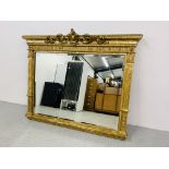 HIGHLY DECORATIVE GILT FINISH OVER MANTEL MIRROR WITH BEVELLED GLASS MIRROR (NEEDS ATTENTION TO