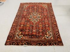 A HAMADAN RED/BLUE/ORANGE PATTERNED CARPET 2.0 x 1.4. 1.