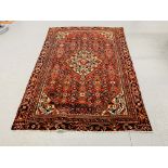 A HAMADAN RED/BLUE/ORANGE PATTERNED CARPET 2.0 x 1.4. 1.