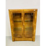 A DECO STYLE TWO DOOR DISPLAY CABINET 90CM W, 121CM H,