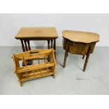 NEST OF 3 OAK GRADUATED TABLES,