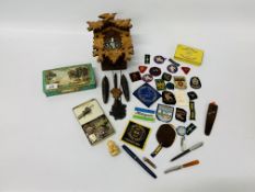 BOX OF COLLECTIBLES TO INCLUDE EMBROIDERED BADGES, REPRO NETUSKI ENAMELLED BADGES,