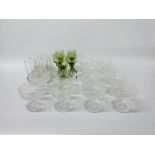 SET OF 6 HEAVY CLEAR GLASS VILLEROY & BOCH DRINKING GLASSES (1 SMALL NICK TO RIM) SET OF 5 GREEN