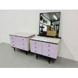 SUITE TWO PIECES BERRY FURNITURE RETRO 1970's BEDROOM FURNITURE COMPRISING SIX DRAWER DRESSING