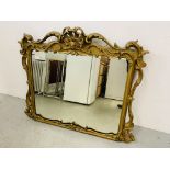 AN ORNATE GILT FRAMED MIRROR (SOME LOSSES), WIDTH 107CM,