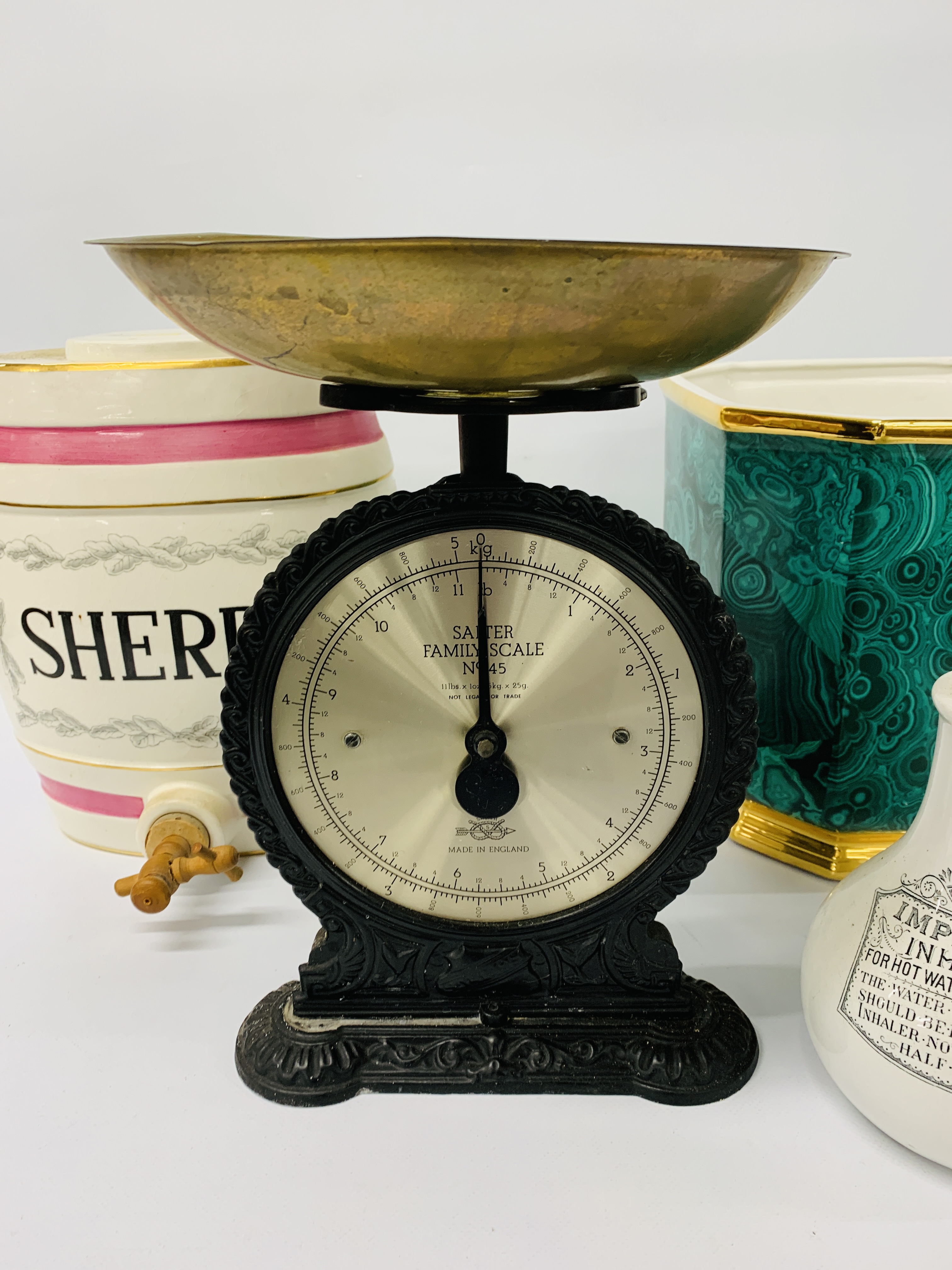 "SALTER" VINTAGE STYLE SCALES, VINTAGE STONEWARE INHALER, - Image 4 of 5