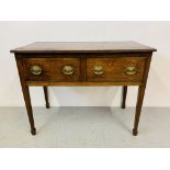 A GEORGIAN TWO DRAWER SIDE TABLE LENGTH 107cm, HEIGHT 86cm,