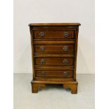 REPRODUCTION MAHOGANY FINISH MINIATURE FOUR DRAWER CHEST WIDTH 41cm, HEIGHT 61cm,