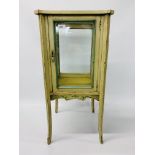 A SMALL PAINTED ANTIQUE COLLECTORS CABINET, HEIGHT 77CM, WIDTH 38CM,