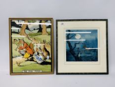 A FRAMED AND MOUNTED MOONLIT CHRISTMAS SCENE BEARING INDISTINCT SIGNATURE 28.5 X 28.