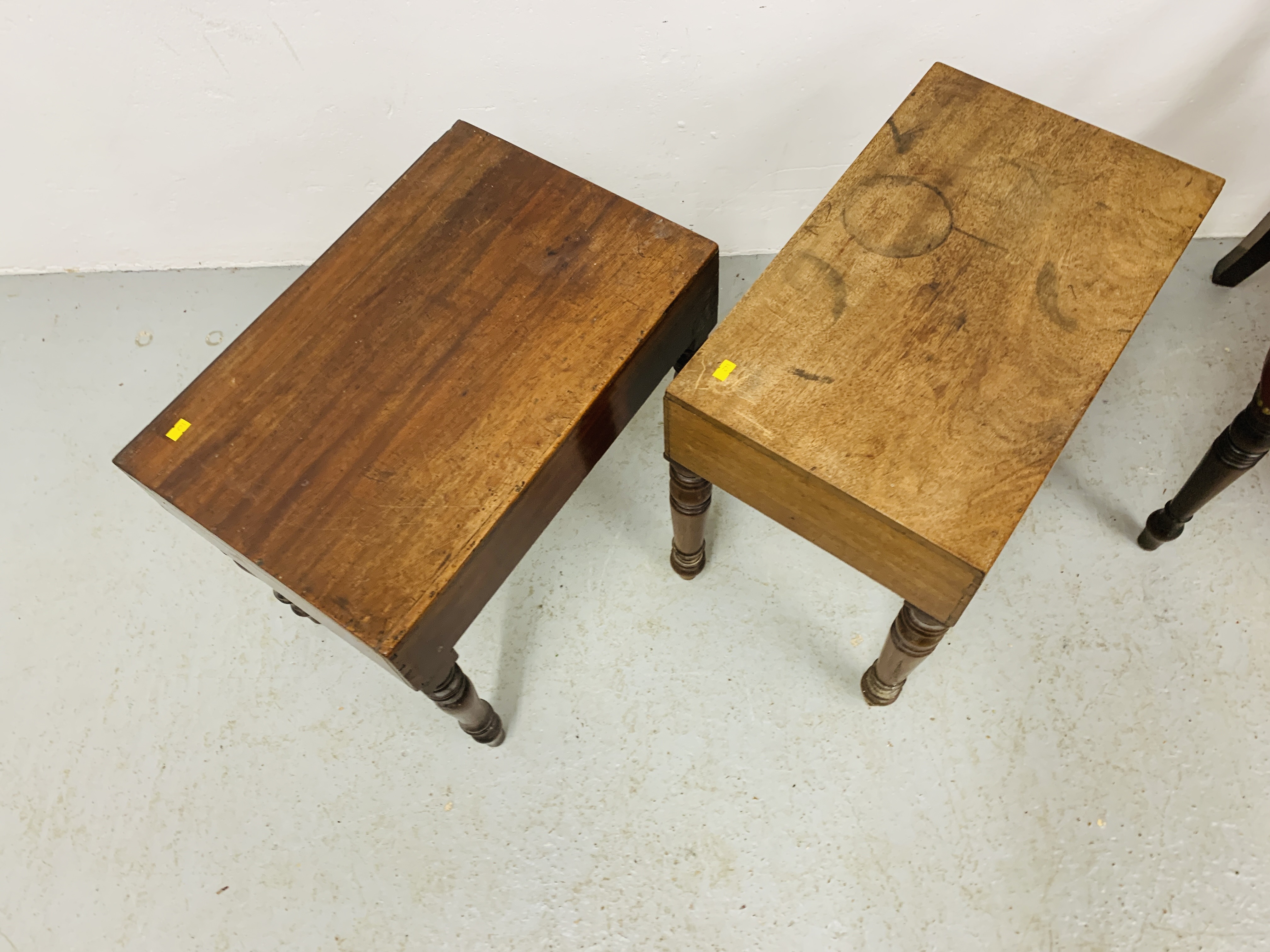 TWO VICTORIAN MAHOGANY BIDETS (ONE WITH LINER) AND MAHOGANY SCROLL ARM ELBOW CHAIR WITH RED LEATHER - Image 4 of 8