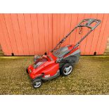 A MOUNTFIELD FREEDOM 48 CORDLESS ELECTRIC LAWN MOWER - MODEL EL 380 Li48 COMPLETE WITH CHARGER AND