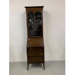 A SMALL MAHOGANY BUREAU BOOKCASE, WIDTH 54CM,