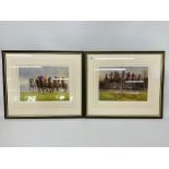 A PAIR OF FRAMED AND MOUNTED DAVID HOWELL LTD EDITION HORSE RACING PRINTS, 137/500 AND 133/500,