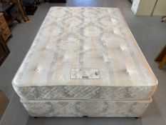 A MYERS "REGAL CHARM" TWIN SPRING DOUBLE DIVAN BED WITH DRAWER BASE
