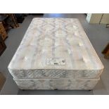 A MYERS "REGAL CHARM" TWIN SPRING DOUBLE DIVAN BED WITH DRAWER BASE