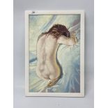 KRYS LEACH ORIGINAL OIL ON BOARD NUDE STUDY "HIGH KEY II" W 29cm x H 49cm