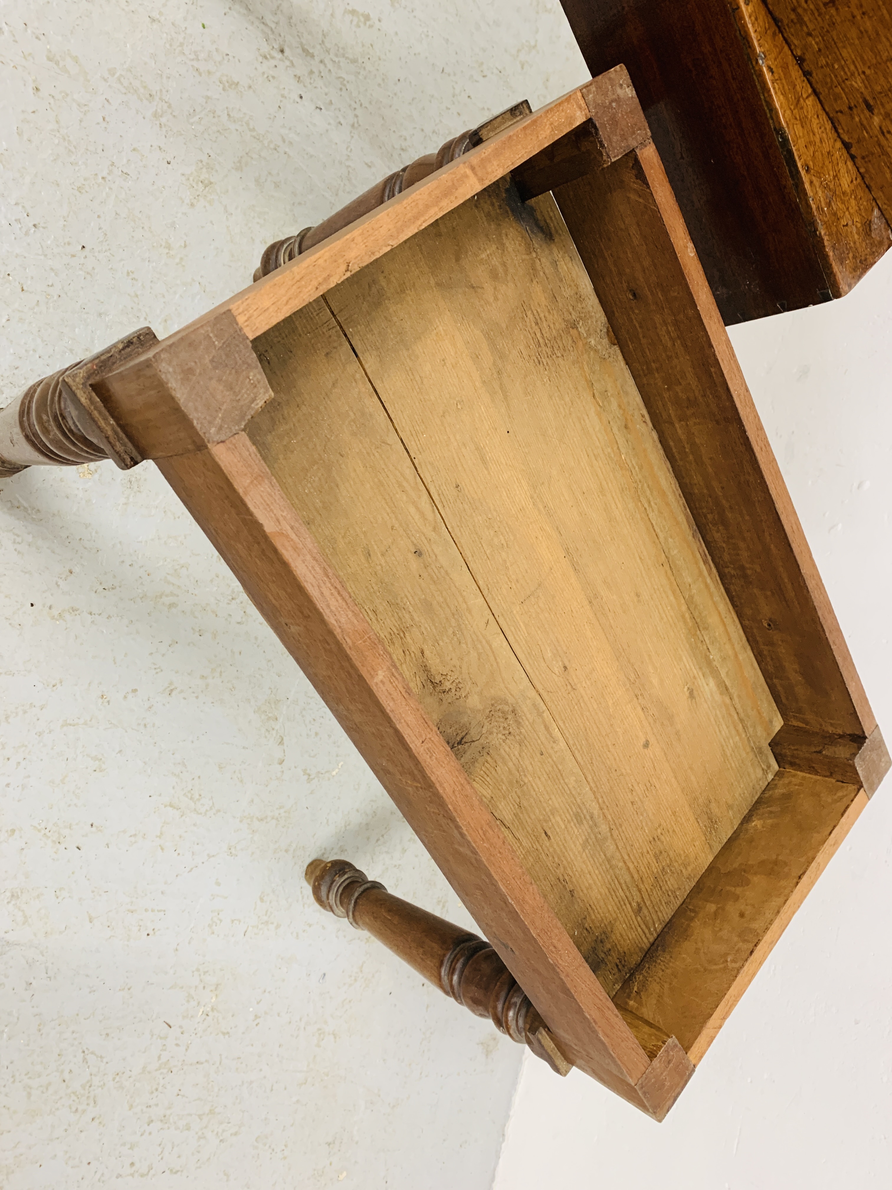 TWO VICTORIAN MAHOGANY BIDETS (ONE WITH LINER) AND MAHOGANY SCROLL ARM ELBOW CHAIR WITH RED LEATHER - Image 6 of 8