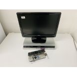 A TOSHIBA 19" TELEVISION WITH REMOTE AND INSTRUCTIONS AND PANASONIC DVD RECORDER WITH REMOTE - SOLD