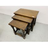 NEST OF THREE GRADUATED OAK OCCASIONAL TABLES