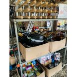 FOUR BOXES CONTAINING GOOD QUALITY KITCHENWARES AND CLEANING PRODUCTS TO INCLUDE, SAUCEPANS,