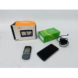 A MOTOROLA MOTO G7 SMARTPHONE WITH CHARGER ALONG WITH A NOKIA MOBILE PHONE AND RAC SAT NAV - SOLD