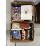 2 BOXES CONTAINING ASSORTED BOOKS TO INCLUDE WARFARE,