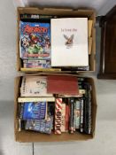 2 BOXES CONTAINING ASSORTED BOOKS TO INCLUDE WARFARE,