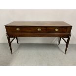 AN ANTIQUE MAHOGANY SERVING TABLE CONVERTED FROM GEORGE III SQUARE PIANO, LENGTH 154CM, HEIGHT 82CM,