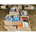 5 X BOXES OF MIXED SUBJECT HARD / PAPER BACK BOOKS + BOX OF CD'S,