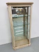 MODERN GLAZED DISPLAY CABINET WITH A LIMED FINISH & GLASS SHELVES