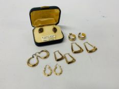 SIX VARIOUS PAIRS OF 9CT GOLD EARRINGS