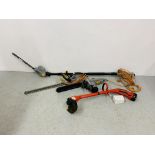 THREE TITAN GARDENING ELECTRIC POWER TOOLS TO INCLUDE CHAINSAW TTB 355 CHN,