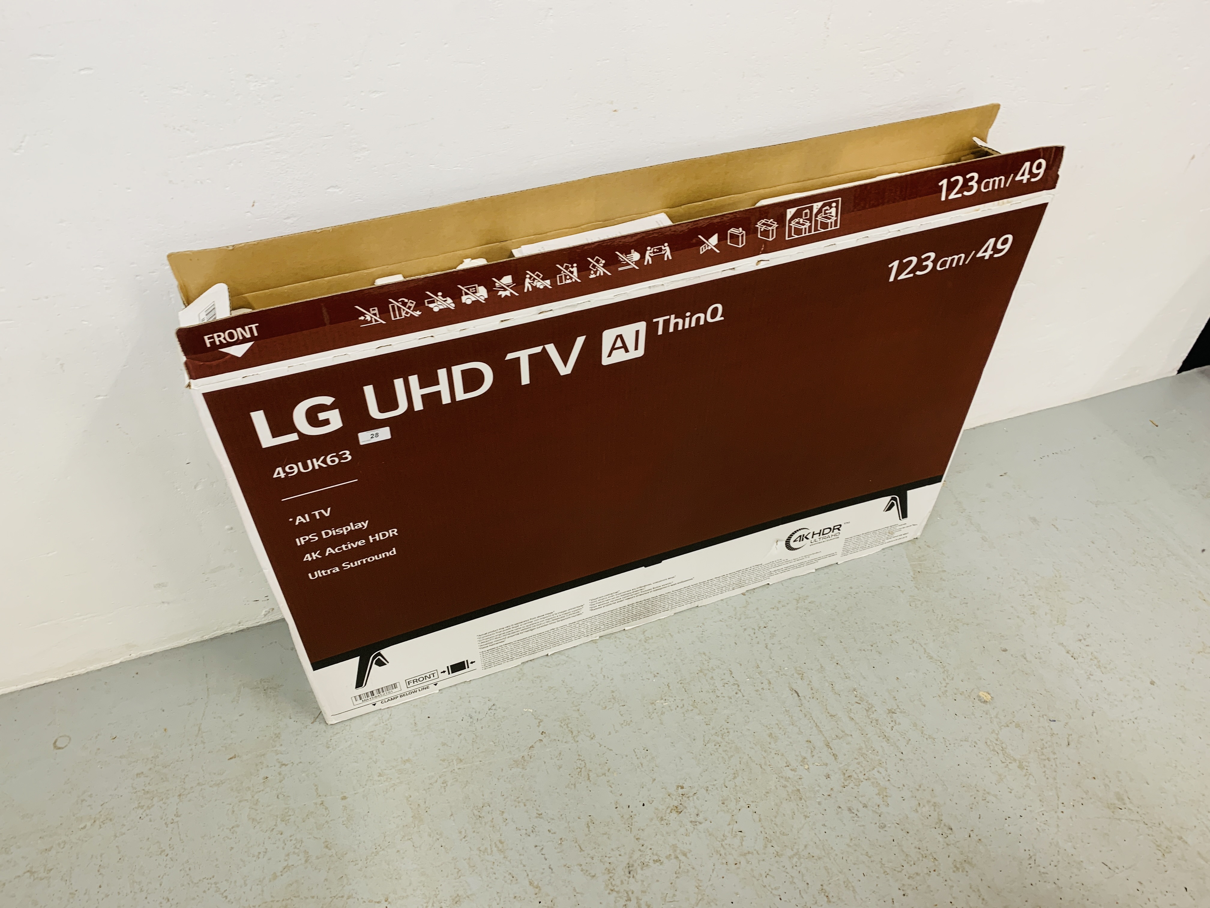 A LG VHD 49" A1 THIN Q TELEVISION MODEL 49VK63 WITH BOX AND INSTRUCTIONS - SOLD AS SEEN