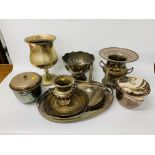 COLLECTION OF PLATED WARE TO INCLUDE TWO HANDLED GALLERY EDGE TRAY,